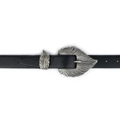 Belt With Leaf Buckle | Black Full Grain Leather -Belt Shop belt with leaf buckle black full grain leather 5