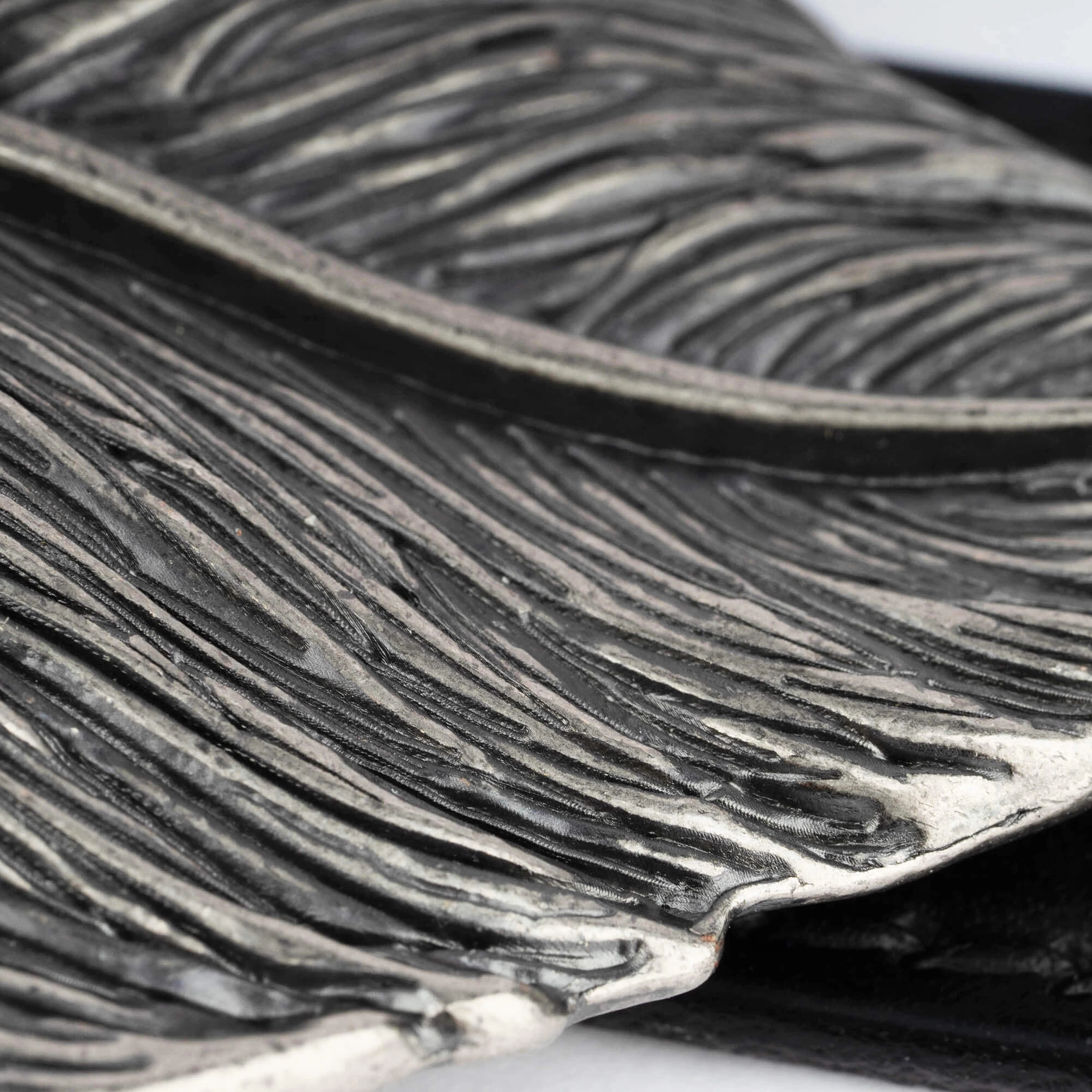 Silver Feather Buckle Belt Black Leather 8 Silver Feather Buckle Belt Black Leather - Image 6