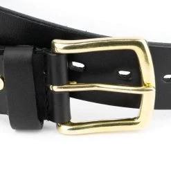 Black Belt With Brass Buckle | Full Grain Leather 40 Mm -Belt Shop black belt with brass buckle full grain leather 40 mm 11