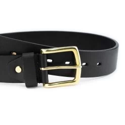 Black Belt With Brass Buckle | Full Grain Leather 40 Mm -Belt Shop black belt with brass buckle full grain leather 40 mm 3