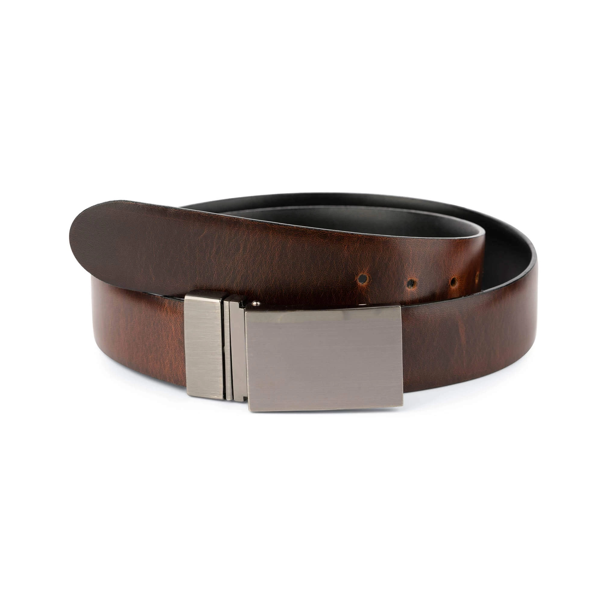 Black Brown Men’s Reversible Belt With Plate Buckle 7 Black Brown Men’s Reversible Belt With Plate Buckle - Image 5