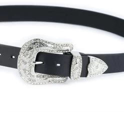Black Double Buckle Western Belt | Rhinestone Buckle -Belt Shop black double buckle western belt rhinestone buckle 5