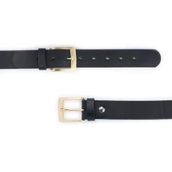 Black Double Gold Buckle Belt | Full Grain Leather 3.5 Cm