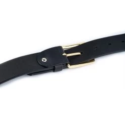 Black Double Gold Buckle Belt | Full Grain Leather 3.5 Cm -Belt Shop black double gold buckle belt full grain leather 3.5 cm 5