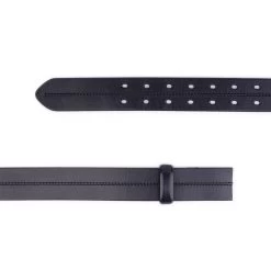 Black Double Hole Leather Belt Strap Replacement 4.0 Cm