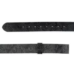 Black Floral Tooled Leather Belt Strap Replacement 4.0 Cm