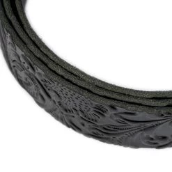Black Floral Tooled Leather Belt Strap Replacement 4.0 Cm -Belt Shop black floral tooled leather belt strap replacement 4.0 cm 5