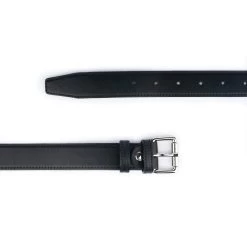Black Full Grain Leather Belt With Roller Buckle 3.0 Cm