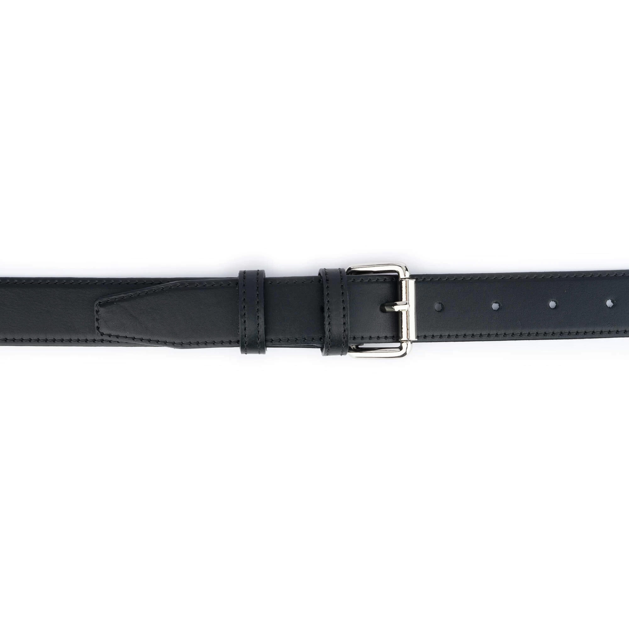 Black Full Grain Leather Belt With Roller Buckle 3.0 Cm 4 Black Full Grain Leather Belt With Roller Buckle 3.0 Cm - Image 2