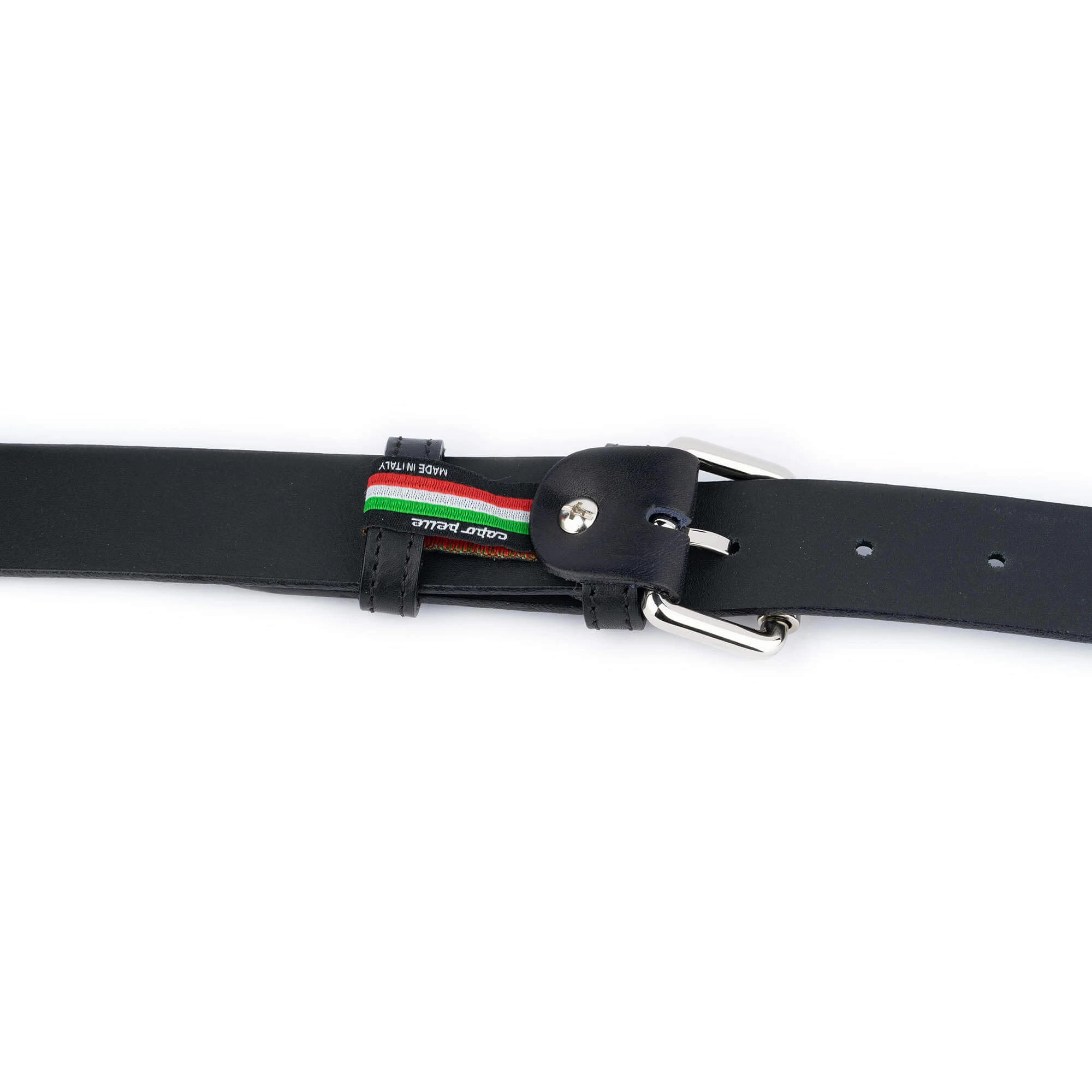 Black Full Grain Leather Belt With Roller Buckle 3.0 Cm 5 Black Full Grain Leather Belt With Roller Buckle 3.0 Cm - Image 3