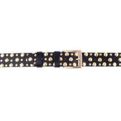 Black Gold Studded Belt – Golden Buckle Black Leather -Belt Shop black gold studded belt golden buckle black leather 5