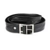 Black Leather Belt For Jeans With Silver Center Bar Buckle -Belt Shop black leather belt for jeans with silver center bar buckle 1