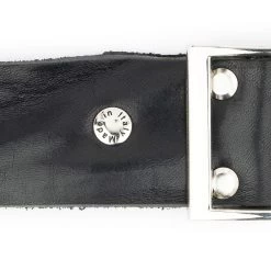 Black Leather Belt For Jeans With Silver Center Bar Buckle -Belt Shop black leather belt for jeans with silver center bar buckle 2