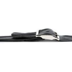 Black Leather Belt For Jeans With Silver Center Bar Buckle -Belt Shop black leather belt for jeans with silver center bar buckle 7