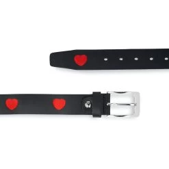 Black Leather Belt With Red Suede Hearts -Belt Shop black leather belt with red suede hearts 4