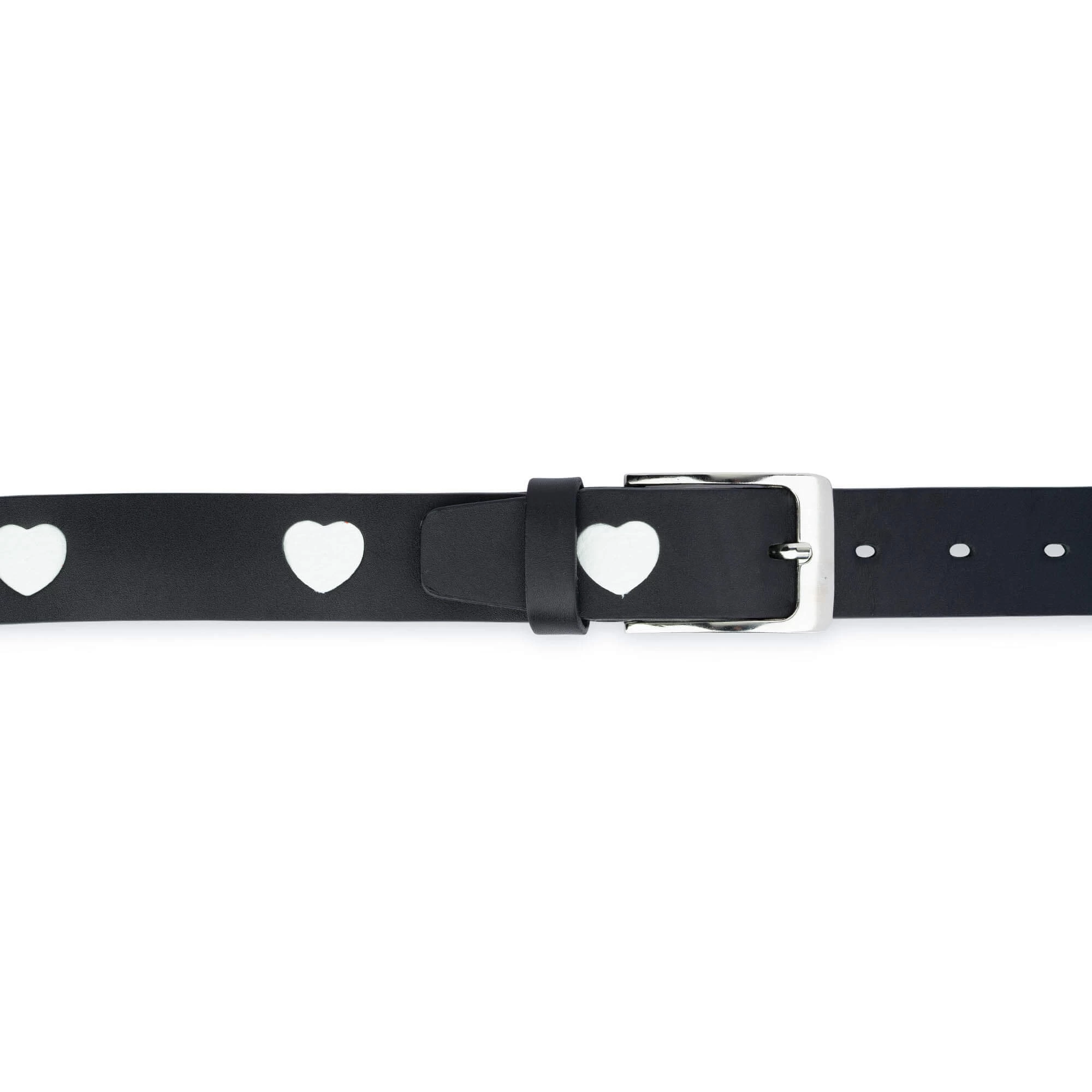Black Leather Belt With White Hearts 9 Black Leather Belt With White Hearts - Image 7
