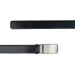 Black Mens Belt Without Holes Automatic Buckle
