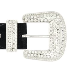 Black Rhinestone Buckle Western Belt For Wedding Dress