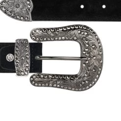 Black Rhinestone Buckle Western Belts For Ladies