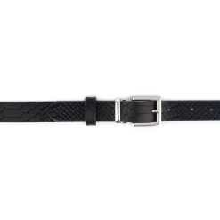 Black Snakeskin Embossed Belt With Silver Buckle 2.5 Cm