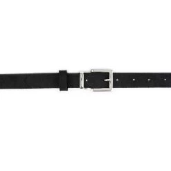 Black Suede Belt With Silver Buckle 1 Inch