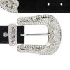 Black Suede Rhinestone Buckle Cowboy Belts For Women
