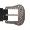 Black Suede Thick Womens Belt With Western Buckle