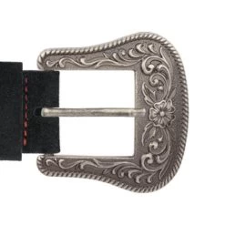 Black Suede Thick Womens Belt With Western Buckle