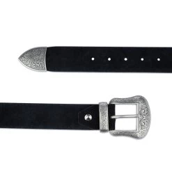 Belt Shop -Belt Shop black suede western belts for men 1.5 inch with ilver buckle 28 40cm 75usd 3