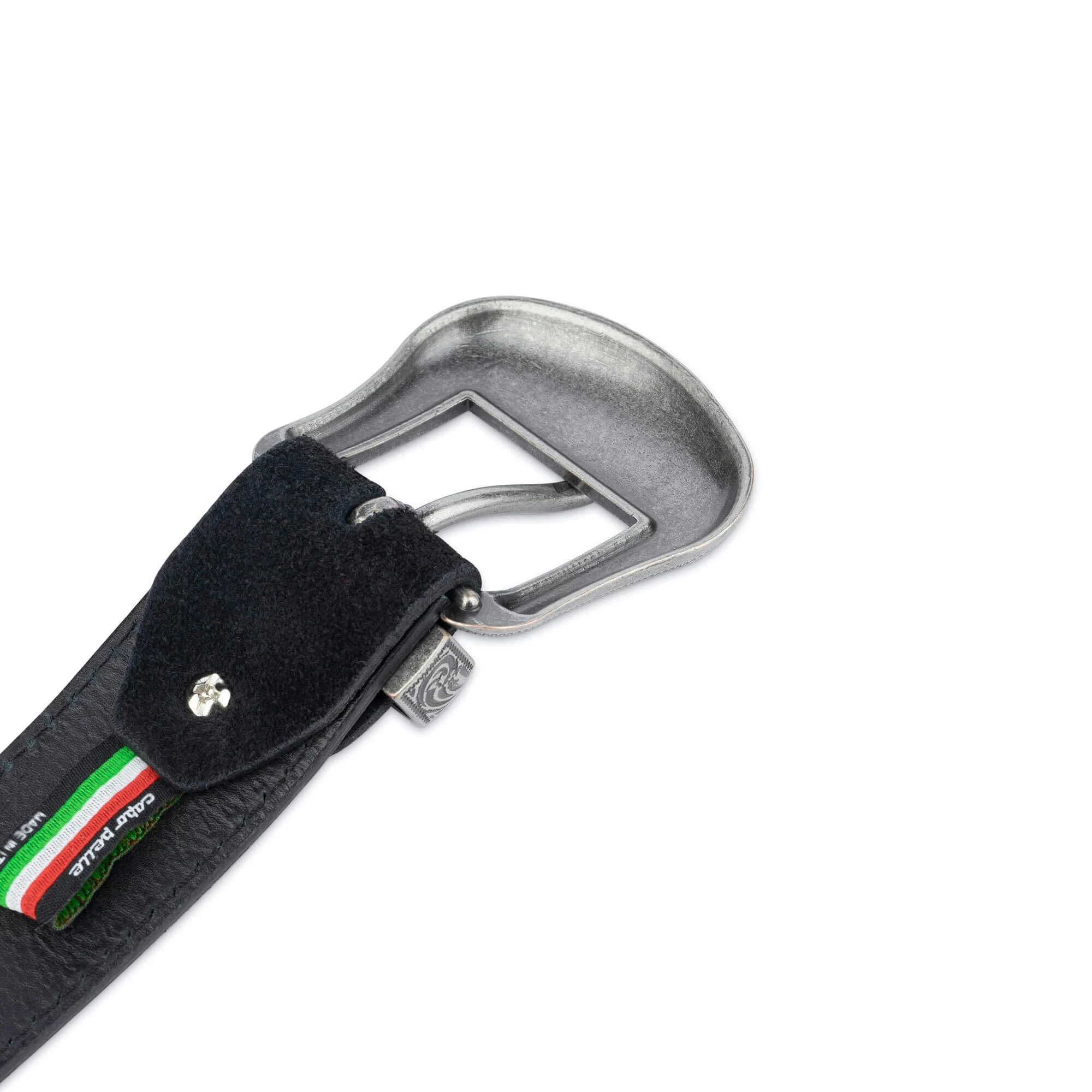 Black Suede Western Belts For Men 1.5 Inch With Silver Buckle 4 Black Suede Western Belts For Men 1.5 Inch With Silver Buckle - Image 3