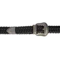 Black Western Braided Belt For Men | Silver Buckle