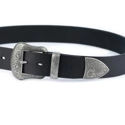 Black Western Double Buckle Belt 1.5 Inch Wide