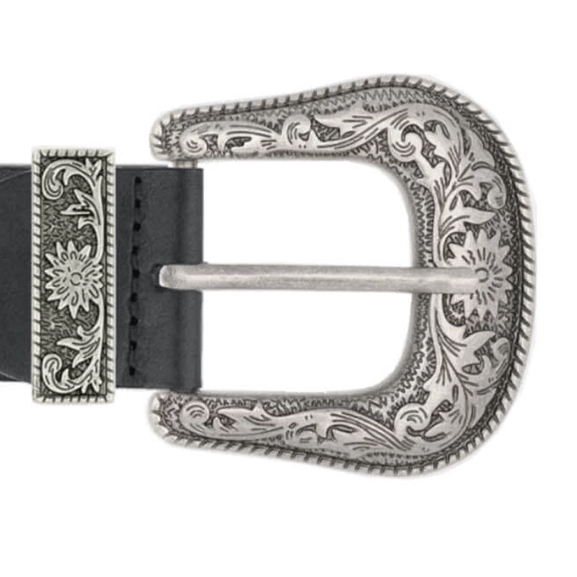 Black Wide Western Belt For Men With Silver Buckle 3 Black Wide Western Belt For Men With Silver Buckle