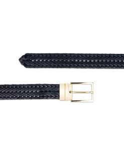 Black Woven Mens Belt With Gold Buckle -Belt Shop black woven mens belt with gold buckle 45usd 3