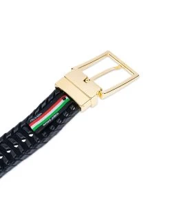 Black Woven Mens Belt With Gold Buckle -Belt Shop black woven mens belt with gold buckle 45usd 4