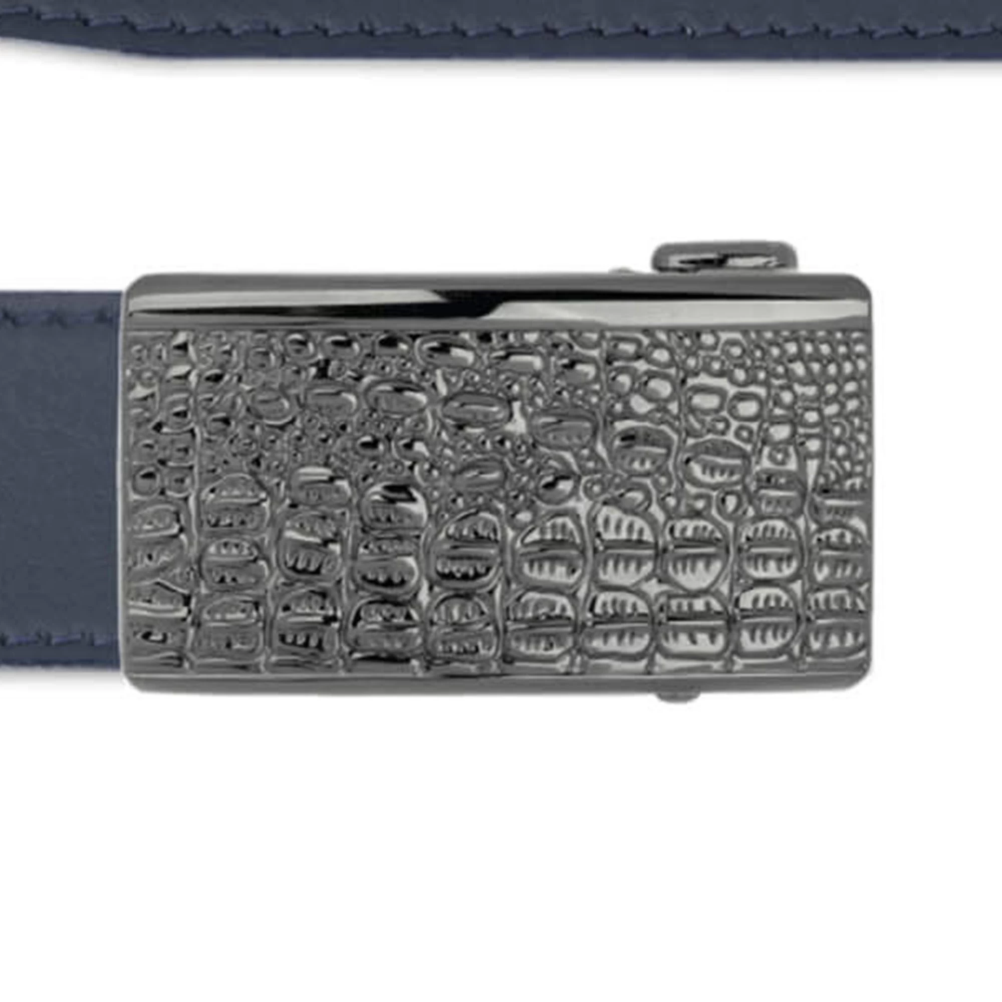 Blue Automatic Buckle Belt With Croco Pattern Buckle 3 Blue Automatic Buckle Belt With Croco Pattern Buckle