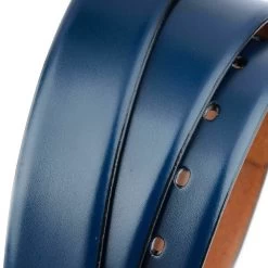 Blue Leather Belt Strap For Clasp Buckles 3.5 Cm -Belt Shop blue leather belt strap for clasp buckles 3.5 cm 4