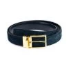 Blue Reversible Mens Belt With Gold Buckle