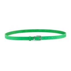 Bright Green Leather Belt With Silver Buckle