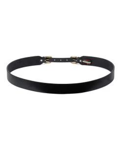 Bronze Double Buckle Belt | Leather Black 40 Mm