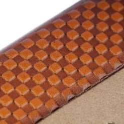 Brown High Quality Leather Belt Strap Check Emboss -Belt Shop brown high quality leather belt strap check emboss 4