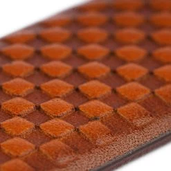 Brown High Quality Leather Belt Strap Check Emboss -Belt Shop brown high quality leather belt strap check emboss 5