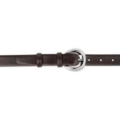 Brown Leather Belt For Lady With Round Silver Buckle