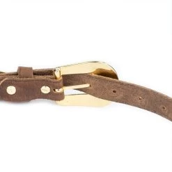 Brown Leather Ranger Belt With Gold Buckle Star -Belt Shop brown leather ranger belt with gold buckle star 4