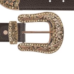 Brown Western Belts For Ladies With Copper Buckle