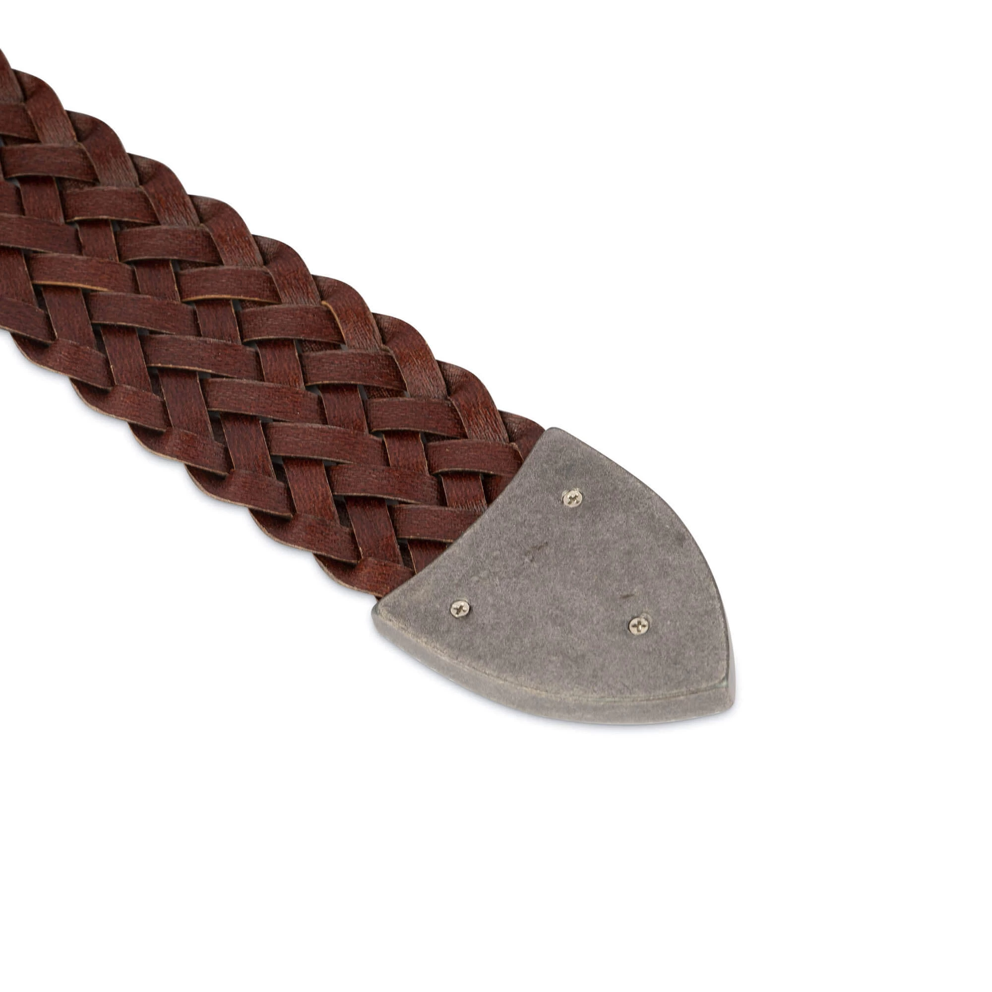 Brown Western Mens Woven Belt | Silver Buckle 7 Brown Western Mens Woven Belt | Silver Buckle - Image 5