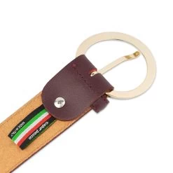 Burgundy Leather Belt With Gold Circle Buckle -Belt Shop burgundy leather belt with gold circle buckle 75usd 4