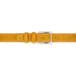 Camel Color Belt With Buckle | Suede Leather 3.5 Cm -Belt Shop camel color belt with buckle suede leather 3.5 cm 4