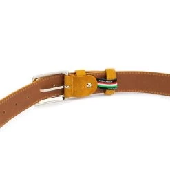 Camel Color Belt With Buckle | Suede Leather 3.5 Cm -Belt Shop camel color belt with buckle suede leather 3.5 cm 6