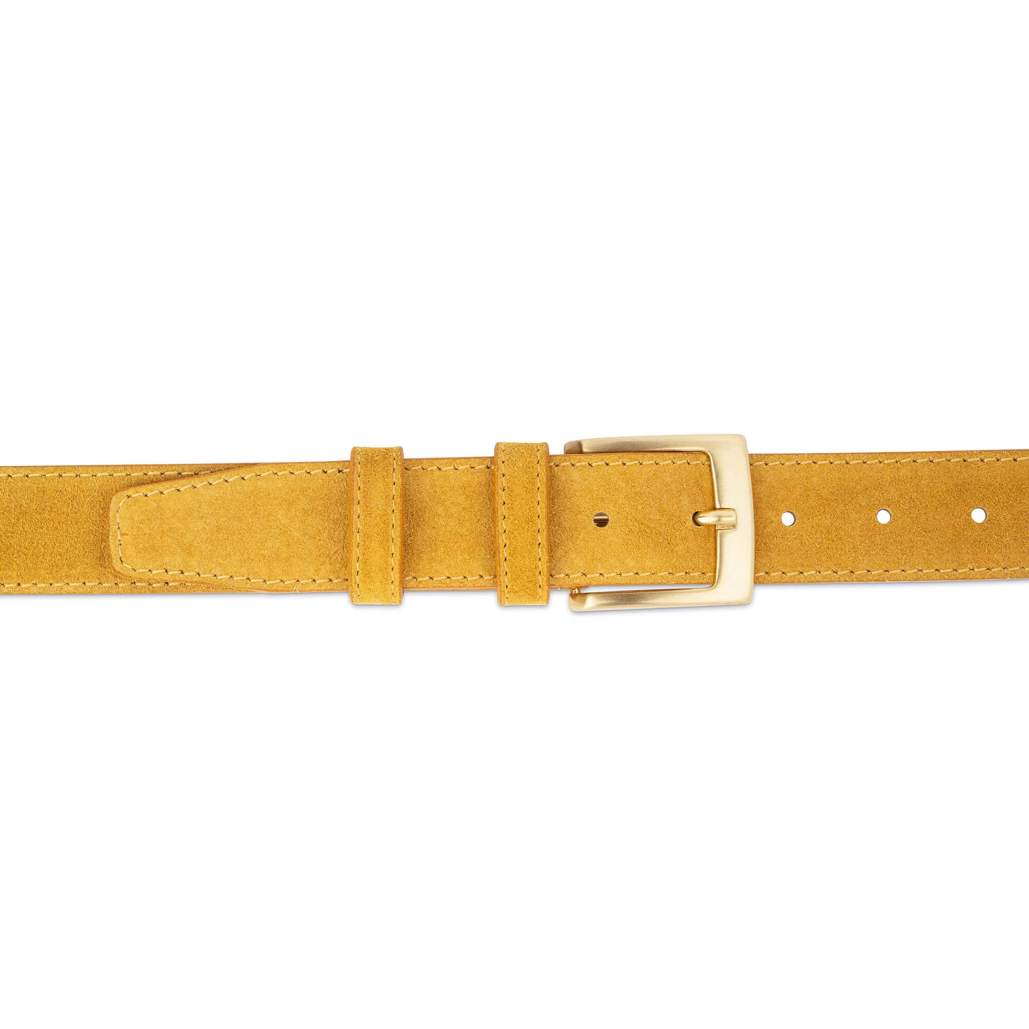 Camel Suede Belt With Gold Buckle 35 Mm 4 Camel Suede Belt With Gold Buckle 35 Mm - Image 2